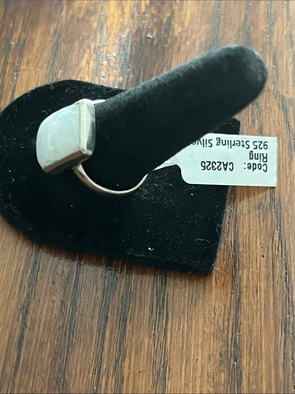 Sterling Silver Rectangular Moonstone Ring in White-Blue